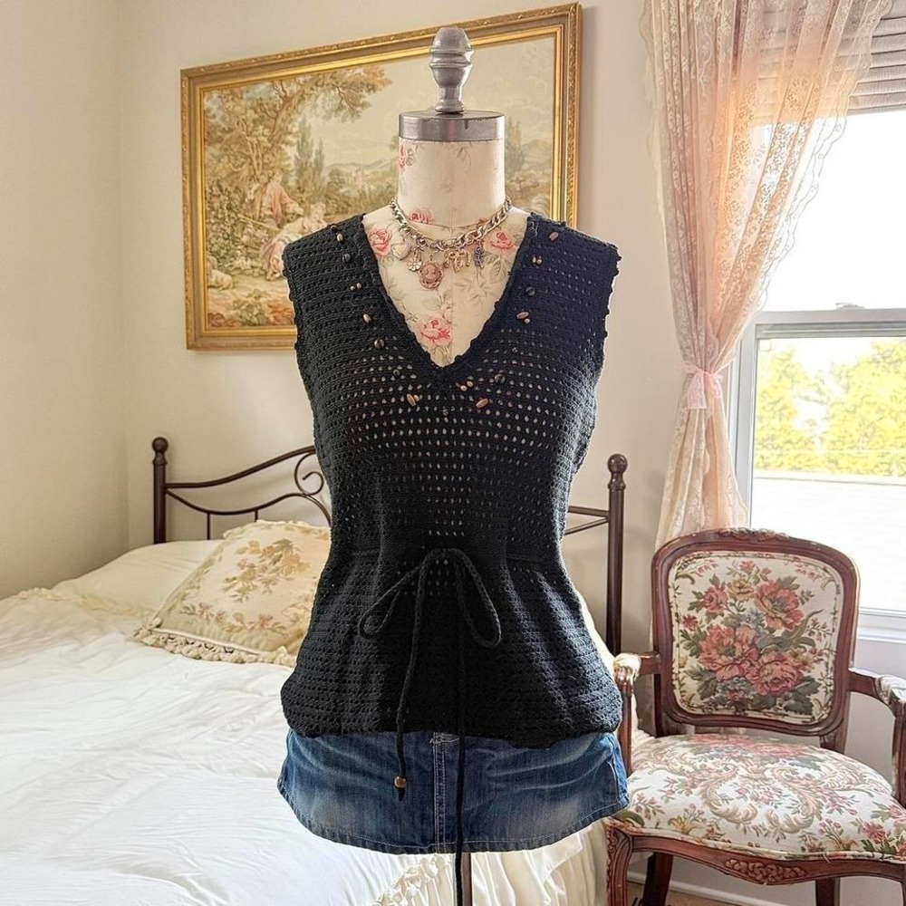 Y2K black crochet tie waist Express size mediumโ